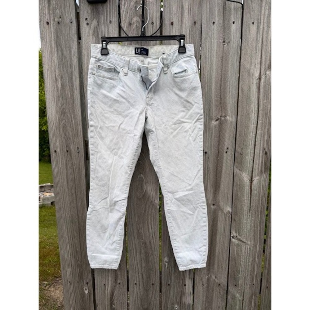 Gap Denim Legging Jeans Womens 26R Light Blue White Pinstripe Mid Rise Skinny